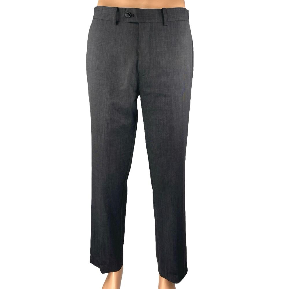 Bar III 100% Wool Men's Black Slim Fit Straight Leg Trousers Dress Pants Size 32